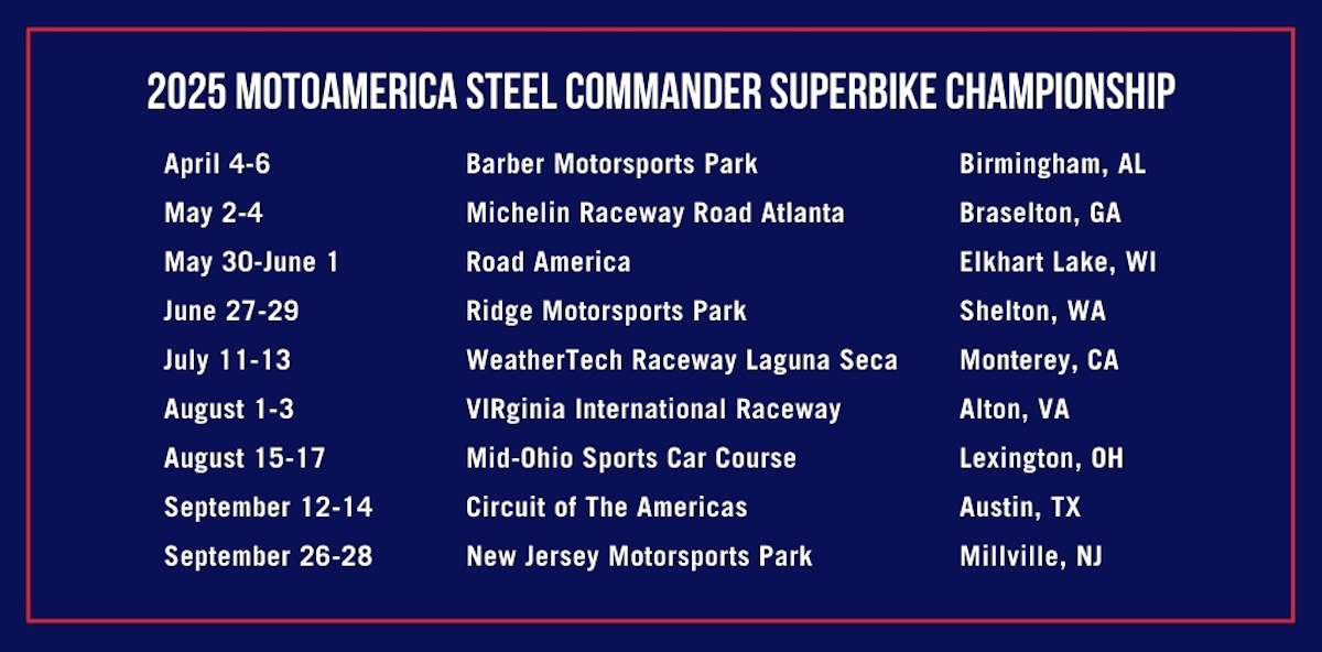 MotoAmerica 2025 Calendar