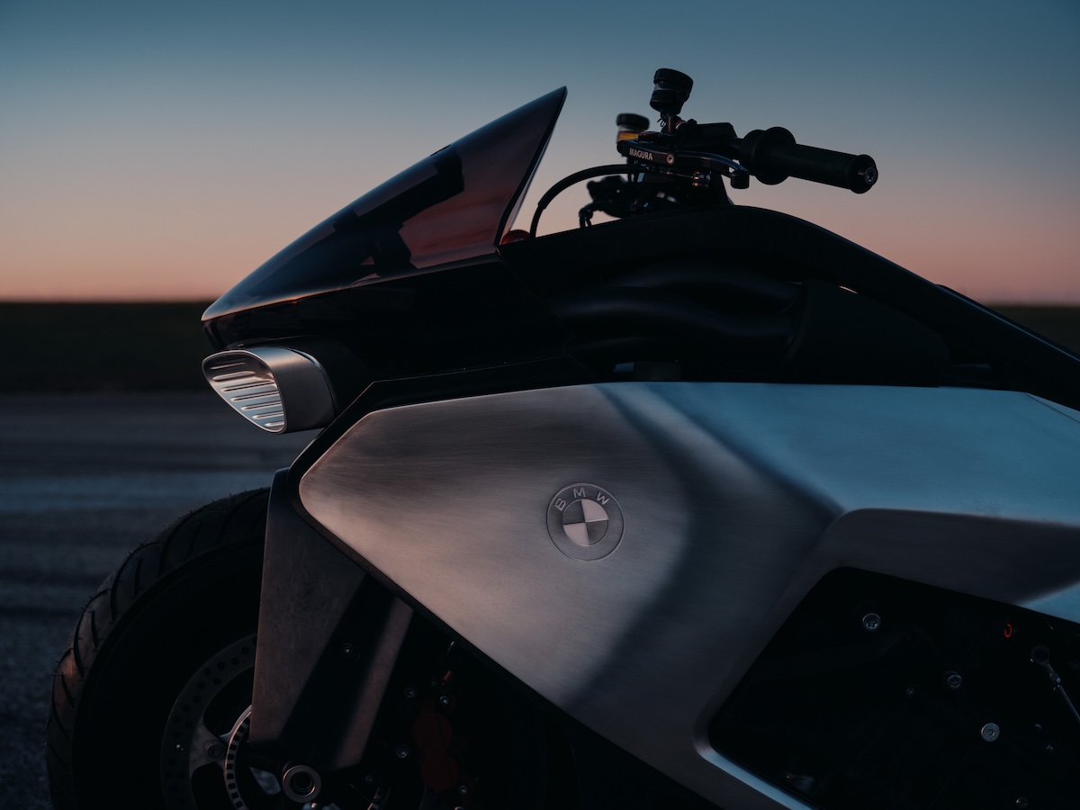 BMW Motorrad Vision K18 detail with inline six-cylinder engine architecture visible