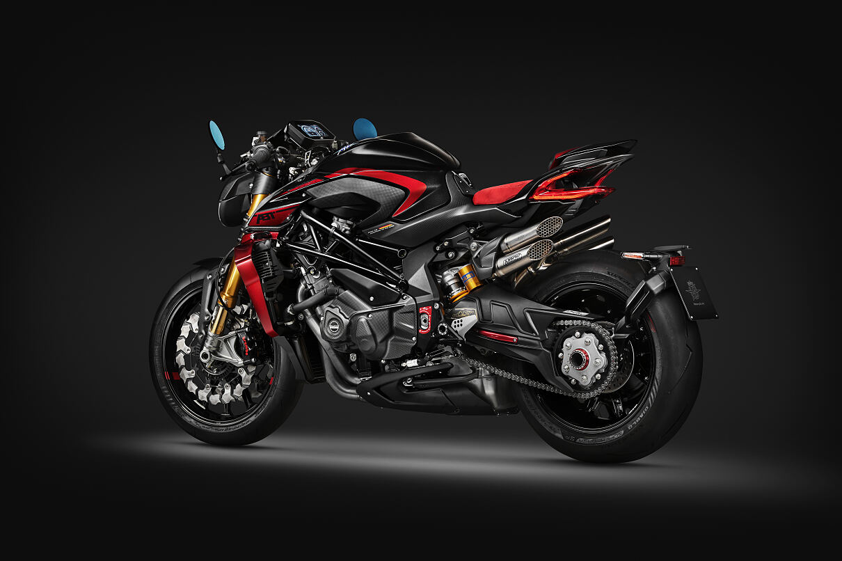 MV Agusta Brutale 1000 ABT left side showing German flag and FROM THE RACETRACK TO THE ROAD tank graphic