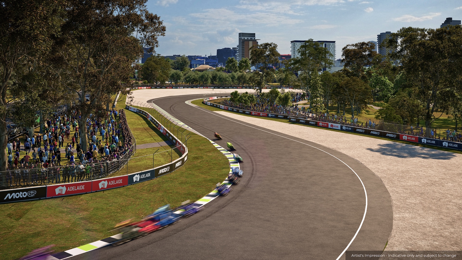 2027 Adelaide MotoGP Circuit Unveiled, Reviving Australia's Historic F1 Street Track 4 Adelaide MotoGP circuit render showing the Senna Chicane corner for 2027