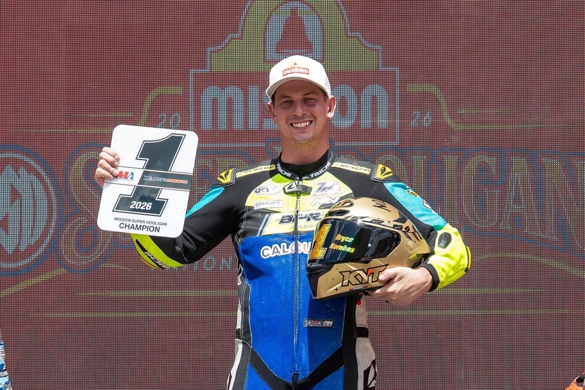 Darryn Binder Clinches 2026 MotoAmerica Supersport Title as Beaubier Wins at COTA 7 Binder, Gillim, And Kornbau Take Their 2026 Titles At Circuit Of The Americas
Gouker Extends Lead In Talent Cup Ahead Of Final Round At NJMP
AUSTIN, TX (Sept. 13, 2026) — Circuit of The Americas delivered three of the four 2026 MotoAmerica feature class championships on hand Sunday. Darryn Binder's Race 2 win clinched the Supersport title with a round to spare, Hayden Gillim's runner-up finish secured his second career Mission King Of The Baggers Championship, and BPR Racing Yamaha's Bryce Kornbau denied his own teammate in a last-lap battle to claim the Mission Super Hooligan National Championship. Only the Talent Cup title remains unresolved, with Nathan Gouker carrying an 18-point lead over Kensei Matsudaira into the season-ending round in New Jersey.
Supersport
Darryn Binder needed no drama in Race 2, checking out early for a flag-to-flag win while his closest championship rival could only manage seventh — a result that clinched the 2026 Supersport Championship for Binder with one round remaining on the schedule. The victory was his tenth of the season and 13th podium, completing a weekend sweep for the South African at COTA.
Darryn Binder (#53) celebrated MotoAmerica career win No. 10 and the 2026 Supersport Championship at Circuit Of The Americas. Photo by Brian J. Nelson.
With Binder gone up front, the real fight was for the remaining podium spots, where Harrison Voight (+3.440s), Joshua Hayes (+3.830s), Kayla Yaakov (+3.988s), and Mikey Lou Sanchez battled behind the runaway leader. Sanchez's day nearly ended before it began — an ignition issue on the warm-up lap forced him to pit and start from the back of the grid. The 16-year-old Texan wasted no time working through the field on his home circuit, already up to eighth by the end of lap one after starting P26.
As the laps wound down, the lead group swapped positions repeatedly, with Voight and Hayes both running as high as second and Sanchez and Yaakov never far behind with Binder still over four seconds up the road.
At the white flag, Voight held second over Sanchez, with Hayes fourth and Yaakov fifth — the group covered by less than a second. Sanchez found a run through the Esses on the final lap and slipped past Voight down the back straight to cross the line second, with Voight recovering from a wiggle through the stadium section to hold third.
For Sanchez however, the result did not stand. Post-race technical inspection by FIMNA Stewards in Parc Fermé found Sanchez's machine underweight, and his ensuing disqualification promoted Hayes to third — the BPR Racing Yamaha rider also turning the race's fastest lap, a 2:13.047. Josh Herrin, Binder’s closest championship rival (+15.105s) finished seventh, ending his championship bid.
The following quote is from Race 2 winner Darryn Binder:
“Really happy. This morning I felt like I had the pace to try and get away. I got to the front as quick as I could and put my head down, opened up a little gap and just tried to manage it. I got my mom and dad here this weekend as well as my wife. To get the championship done with them here is extra special for me. I can’t thank the team enough. Everyone, Celtic, Economy Lube, Warhorse, HSBK. Thank you, guys, so much for everything this year. It’s been a real treat. Made racing fun again for me, so thank you, guys.”
Mission King Of The Baggers
Harley-Davidson x Dynojet Factory Racing's Bradley Smith won the battle in Race 2, but Hayden Gillim’s (+4.717s) runner-up finish on his J&P Cycles/Motul/Vance & Hines Factory Indian won the war for the championship. With only 50 points remaining across the final two races at New Jersey Motorsports Park, Gillim's 54-point lead over Smith is more than the field can make up — clinching his second career Mission King Of The Baggers Championship and making him the first rider to win a title for two different manufacturers in the class.
Bradley Smith (#38) took the win in Bagger Race 2 over Hayden Gillim (#69). Photo by Brian J. Nelson.
SDI Racing's Tyler O'Hara (+10.292s) rounded out the podium in third — his first podium of the season — with James Rispoli (+12.898s) fourth. Gillim's closest championship rival on paper, teammate Troy Herfoss (+24.628s), ran with the leaders early but slid wide at Turn 16, a mistake that dropped him to fifth. Two-time and defending champion Kyle Wyman and Saturday's third-place finisher, Rocco Landers, both went down and did not finish.
Gillim grabbed the early lead, with Smith and Herfoss forming up behind him. By the end of lap one, though, it was clear Smith had more in the tank than he'd shown a day earlier — he moved past Gillim and immediately began stretching a gap that grew past four seconds by the finish. Gillim held second the rest of the way, while O'Hara capitalized on the Wyman and Landers crashes to claim the final podium spot.
Hayden Gillim (#69) crosses the line in second place, enough to secure the 2026 Mission King Of The Baggers Championship. Photo by Brian J. Nelson.
The following quote is from 2026 Mission King Of The Baggers Champion Hayden Gillim:
"I just can't thank the whole J&P Cycles, Motul, Vance & Hines guys enough. We didn't get the bikes until late and got one test in before the season started, and we came out winning. To be able to finish it early is pretty special, especially against the guys that we're racing against. Obviously, I want to win the championship right here in the middle, but Bradley — no matter if I was going for a championship or not — I think Bradley had me today. I can't thank these guys enough. This is our second championship together, and my first one for Indian. Pretty pumped. It just shows how much work these guys put in and how good I can ride a motorcycle. I don't like to toot my horn sometimes, but I feel like I can do a little bit right now. I can't thank Terry and Steve and Byron and Mike — everybody enough. Man, it's just incredible."
The following quote is from Mission King Of The Baggers Race 2 winner Bradley Smith:
"First of all, huge shout-out to our sponsors, because I always forget — Dynojet, Rockford, K&N filters, Harley-Davidson. Second big shout-out, Vance & Hines, for the tremendous job — not only what they did at the end of last year, but when they got this product they stepped it up a level. They forced us to be better. They beat us, but we're a hell of a lot further forward than we were this time last year. So big credit to all those guys over there — you deserve that number-one plate, enjoy it. That was awesome. To finish this way, winning out the race — I knew I could put Hayden under pressure because I knew he'd be thinking about the championship, so I stuck it in 13s for a little bit longer, got the brakes, and brought it home safe. We learned from yesterday — we made the bike a little more favorable for the hot conditions. I'm stoked. What a weekend. Going home happy."
Talent Cup
Sam Drane snapped a long dryspell in his first premier-class Talent Cup win of the year, out-dueling points leader Nathan Gouker (+0.131) in a back-and-forth battle to take Race 2 at Circuit Of The Americas.
Sam Drane (#59) held off a hard-charging Nathan Gouker in the closing laps to claim his first win of the year. Photo by Brian J. Nelson.
Gouker, starting from pole, jumped into the lead as the field sorted out positions through the opening laps. He began stretching a full-second gap over the chasing pack, which included Jake Paige in second and Sam Drane in third. Kensei Matsudaira (Team Roberts) ran fourth, with Sawyer Lafayette (Sawyer Lafayette Racing) fifth and Derek Sanchez (Real Steel Honda) sixth at the end of lap one. Gouker appeared to have broken clear of the group by 0.916 seconds while Drane moved past Paige for second.
In the closing laps, Drane clawed back the deficit and made the a move with four laps to go. Both riders dipped into new lap-record territory, with Gouker eventually setting the new benchmark at 2:26.001.
Gouker reclaimed the point with two laps remaining and looked set to hold on, but couldn't find the drive out of Turn 11 on the final lap — Drane pounced before the braking zone at Turn 12 and held him off through The Stadium Section for his first win and sixth podium.
Despite missing out on the race win, Gouker's second-place finish stretches his championship lead over Matsudaira to 18 points with one round to go. Drane's win moves him into third overall, 79 points back, as the series heads to the season finale in New Jersey — the only title still up for grabs.
The following quote is from Talent Cup Race 2 Winner Sam Drane:
"That was a tough race. I got a good start but then got stuffed into turn one and I was back in fifth. The front two got away and I had to really work hard. Nathan had a really big gap on me. He’s riding awesome all weekend. He’s the man to beat every weekend, so it feels good. I couldn’t do it without my whole Estenson Blue Cru Monster Energy Yamaha team and everybody at home. My mom and dad, everybody in the team who helps me. It’s awesome."
Mission Super Hooligan National Championship
Championship Sunday lived up to its billing, as BPR Racing Yamaha's Bryce Kornbau out-braked his own teammate, Andy DiBrino (+1.608), in the closing laps to win Race 2 and the 2026 title by five points. Edge Racing's Jason Waters (+5.625) claimed his first career podium in third.
Bryce Kornbau captured the 2026 Hooligan crown at COTA. Photo by Brian J. Nelson.
DiBrino jumped from pole into the early lead, with Gus Rodio and Kornbau in tow — all three keenly aware the championship was on the line. The trio pulled clear of the field before Rodio made a small mistake that dropped him to seventh; he later crashed, remounted, and salvaged ninth (+35.419).
Up front, DiBrino led every lap but the one that mattered. Kornbau, who never let his teammate out of sight, set up a run onto the back straight off Turn 11. The two Yamahas ran side-by-side — each rider glancing over at the other before the drag race to Turn 12 — with DiBrino defending the inside line as long as he could. Kornbau came from the outside under braking, forcing him wide and sailing through to the win and the championship.
Rodio's early misstep opened the door for Jason Waters and Rodio's own teammate, Ben Gloddy (+5.662), to move into third and fourth. The two waged their own battle for the final podium spot, with Waters coming out ahead by just 0.037 seconds for his first career MotoAmerica podium. Saddlemen Race Development's Jake Lewis (+14.154) was fifth, while ARCH Motorcycle Racing's Michael Gilbert (+16.393) brought the bespoke machine home sixth in a strong fill-in ride to close out the team's season. James Rispoli and Jeremy McWilliams were the race's only DNFs.
The following quote is from 2026 Mission Super Hooligan National Champion and Race 2 winner Bryce Kornbau:
MotoAmerica COTA 2026 sportbikesincmag.com12